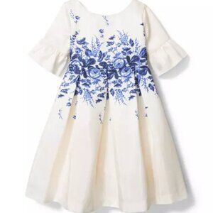 Janie and Jack FLORAL BORDER RUFFLE SLEEVE DRESS Size 12